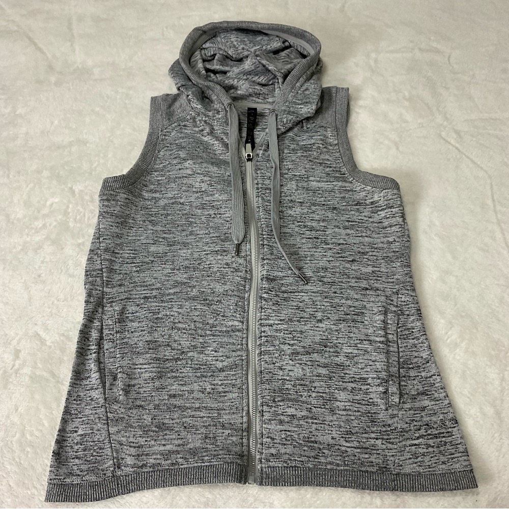 Knitted Hooded Vest Size S Split Back - Picture 3 of 9